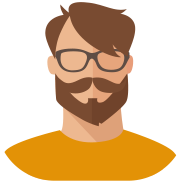 ilustración retrato chico con barba y gafas